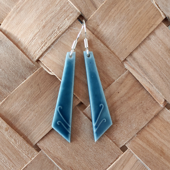 Blue Koru Detail Large Earrings