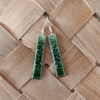 Green Mangopare Rectangle Earrings