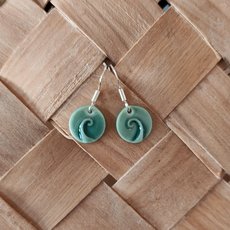Green Round Koru Earrings -jewellery-The Vault