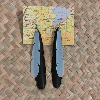 Piwakawaka Earrings with Milk Bottle Overlay