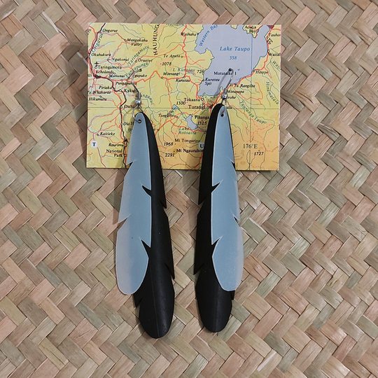 Piwakawaka Earrings with Milk Bottle Overlay