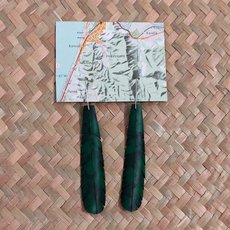 Green Small Feather Earrings-jewellery-The Vault