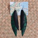 Green Double Feathers Earrings
