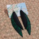 Green Double Feathers Earrings