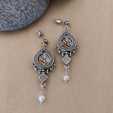 Ornate Teardrop Earrings with Freshwater Pearl-jewellery-The Vault