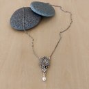 Ornate Teardrop Pendant with Freshwater Pearl