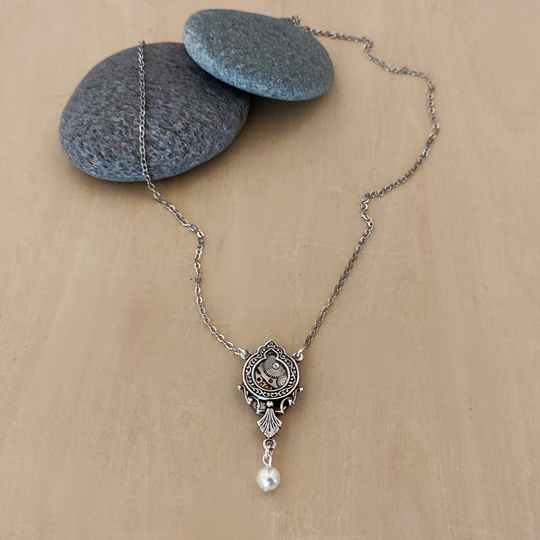 Ornate Teardrop Pendant with Freshwater Pearl