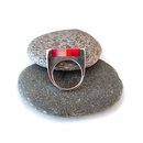 Scarlet Red Opal Acrylic Aluminium Ring