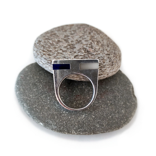 Trans Blue White Acrylic Aluminium Ring