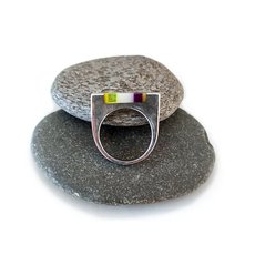 Yellow Bright Yellow Trans Yellow Purple Acrylic Aluminium Ring-jewellery-The Vault