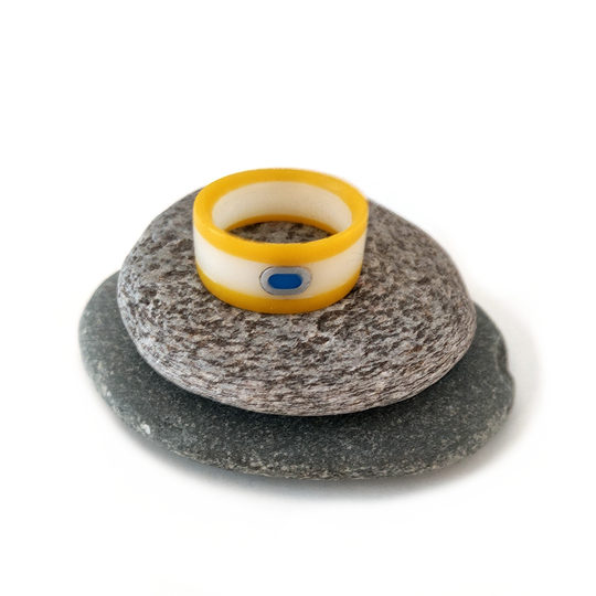 Yellow White Blue Red Acrylic Ring with Aluminium