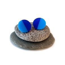 Bright Blue Trans Blue Acrylic Stud Earrings-jewellery-The Vault