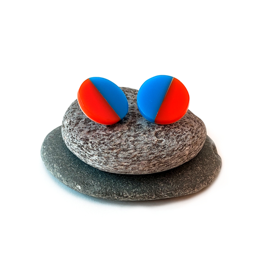 Bright Blue Orange Acrylic Stud Earrings