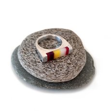 Rose Purple Yellow Opal Acrylic Aluminium Ring-jewellery-The Vault