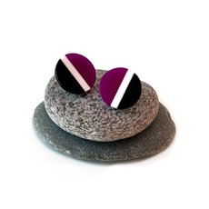 Purple Black White Stripe Acrylic Stud Earrings-jewellery-The Vault