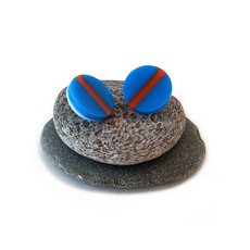 Light Blue Orange Stripe Acrylic Stud Earrings-jewellery-The Vault