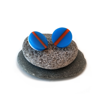 Light Blue Orange Stripe Acrylic Stud Earrings