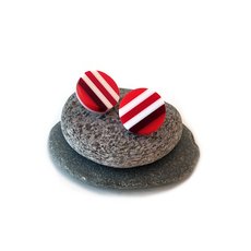 Scarlet Red White Red Trans Red Acrylic Stud Earrings-jewellery-The Vault