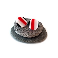 Black White Opal Scarlet Red Acrylic Stud Earrings-jewellery-The Vault