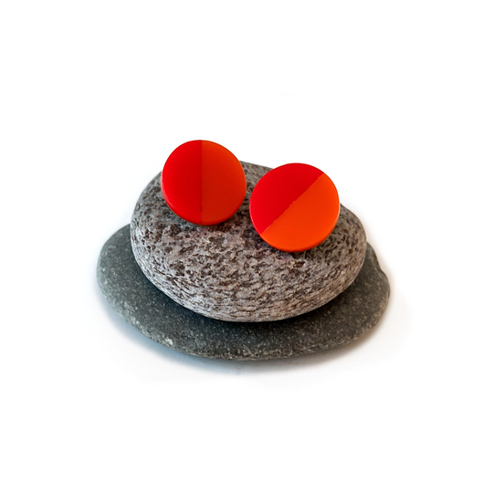 Scarlet Red Orange Acrylic Stud Earrings