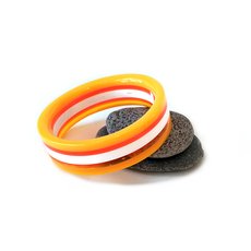 Multi Strip Bangle Yellow Trans Yellow Trans Orange White-jewellery-The Vault