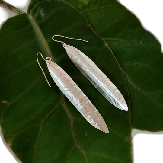 Long Textres Earrings Silver