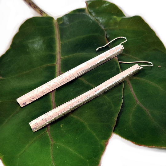 Long Texture Earrings Silver