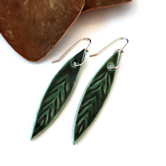 Porcelain Earrings Leaf