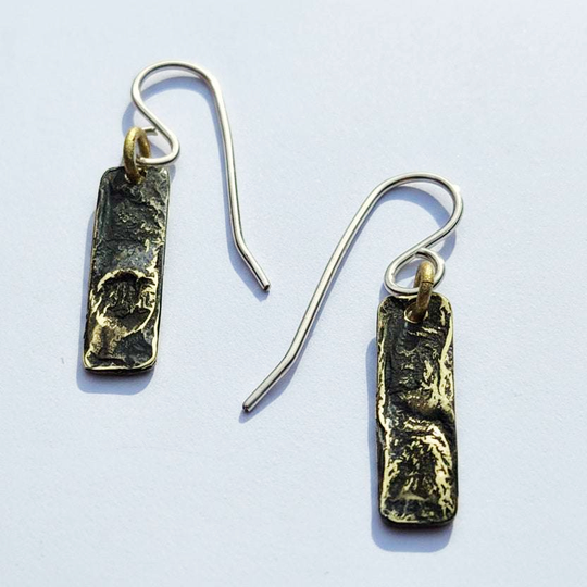 Short Reticulated Brass Papa Earrings
