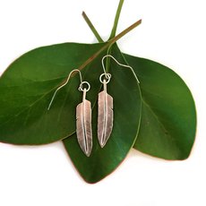 Seagull Feather Earrings Silver Large-jewellery-The Vault