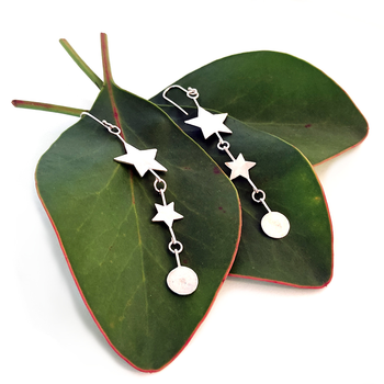 Stars and Moon Engraved Earrings