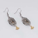 Art Deco Window Earrings with Tiny Gold Bee