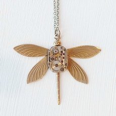 Victorian Dragonfly Pendant Brass-jewellery-The Vault