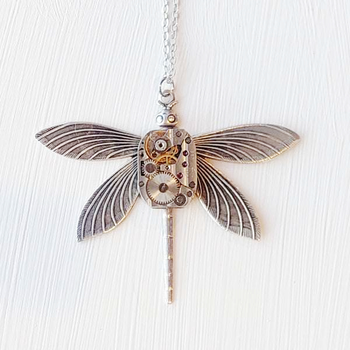Victorian Dragonfly Pendant Silver