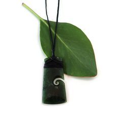Pounamu Pendant Toki with Koru-jewellery-The Vault