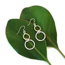 Brass Round and Silver Round Double Link Earrings