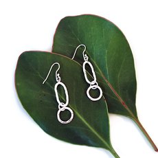 Silver Round and Oval Earrings-jewellery-The Vault