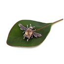 Large Silver Honey Bee Brooch with Tiny Gold Bee
