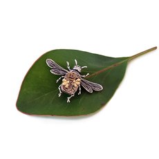 Large Silver Honey Bee Brooch with Tiny Gold Bee-jewellery-The Vault