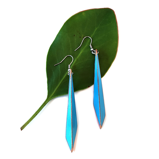 Blue Faceted Long Earrings