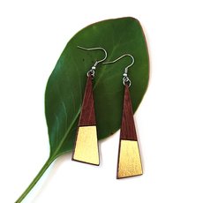 Long Drop Triangle Earrings Gold Foil-jewellery-The Vault