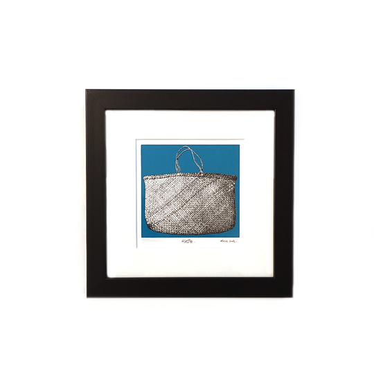 Kete Teal Background Framed Screen Print