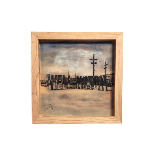 Wellington Sign Encaustic Original Painting