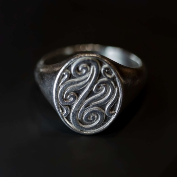 Silver Signet Ring Kowhaiwhai Brushed Finish-jewellery-The Vault