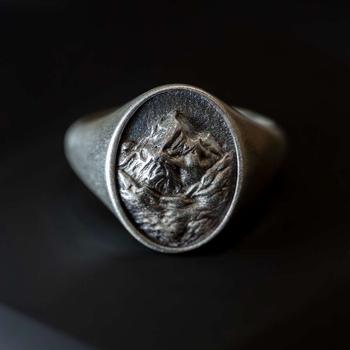 Silver Signet Ring Mount Tranaki Brushed Finish-jewellery-The Vault