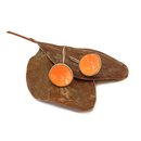 Large Rock Pool Earrings Brass Patina Orange