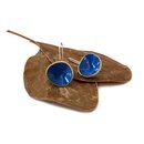 Large Rock Pool Earrings Brass Patina Blue
