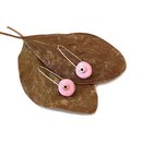 Long Disc Dangle Earrings Brass Patina Pink