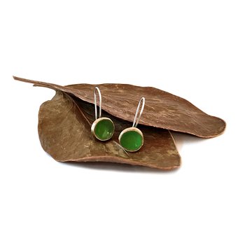 Rock Pool Earrings Brass Patina Green-jewellery-The Vault