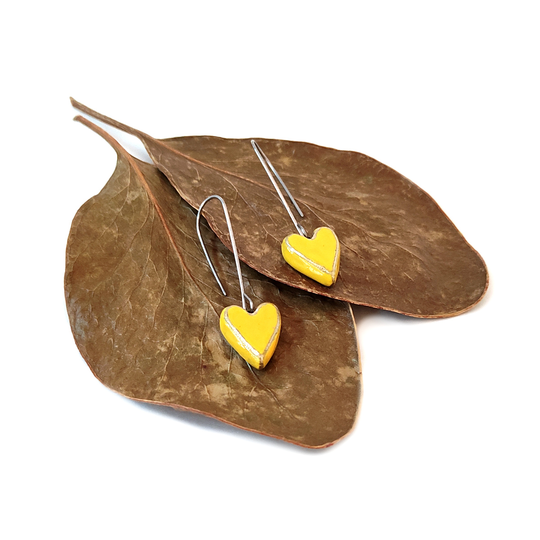 Heart Earrings Yellow